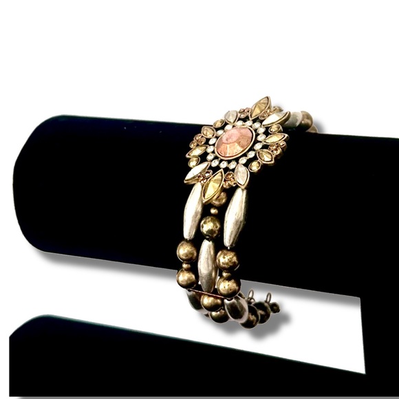 COLDWATER CREEK Tri-tone Antiqued Rustic Flower Cuff - Picture 2 of 9